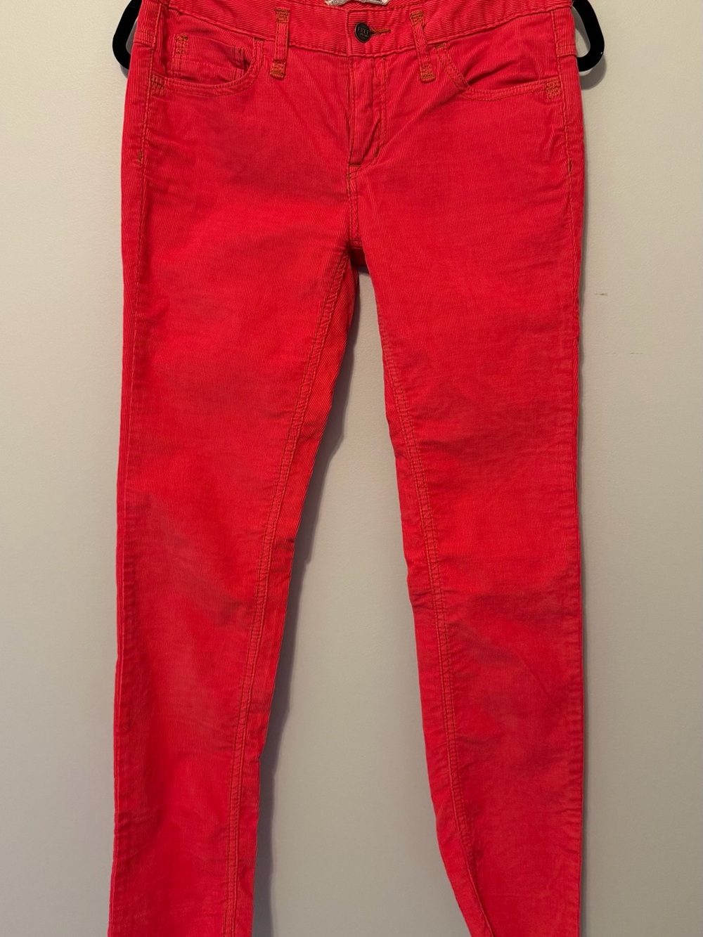 Free People Neon Pink Corduroy Skinny Pants W27 Raw Hem